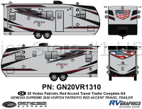 36 Piece 2020 Vortex Patriotic Travel Trailer RED Version Complete Graphics Kit