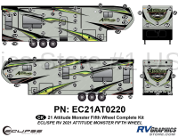 78 Piece 2021 Attitude Fifth Wheel Complete Graphics Kit Green Version