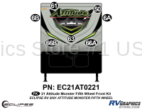 7 Piece 2021 Attitude Fifth Wheel Front Graphics Kit Green Version