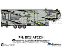 31 Piece 2021 Attitude Fifth Wheel Curbside Graphics Kit Green Version