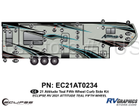 31 Piece 2021 Attitude Fifth Wheel Curbside Graphics Kit Teal Version