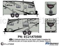 32 Piece 2021 Attitude Pro-Lite Travel Trailer Complete Graphics Kit Silver Version