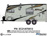 12 Piece 2021 Attitude Pro-Lite Travel Trailer Roadside Graphics Kit Gold Version