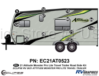 12 Piece 2021 Attitude Pro-Lite Travel Trailer Roadside Graphics Kit Green Version