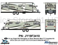 33 Piece 2019 Jay Flight Standard Fiberglass Medium Travel Trailer WITH Back Window Complete Graphics Kit