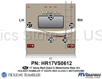 5 Piece 2017 Vesta Motorhome Rear Graphics Kit Red Version - Image 3