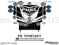 16 Piece 2018 Fuel Fifth Wheel Front Graphics Kit Blue Version - Image 2