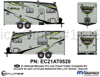 32 Piece 2021 Attitude Pro-Lite Travel Trailer Complete Graphics Kit Green Version - Image 2