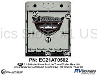 5 Piece 2021 Attitude Pro-Lite Travel Trailer Rear Graphics Kit Silver Version - Image 3