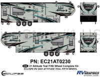 78 Piece 2021 Attitude Fifth Wheel Complete Graphics Kit Teal Version - Image 2