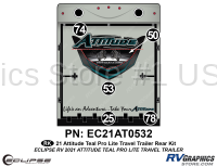 5 Piece 2021 Attitude Pro-Lite Travel Trailer Rear Graphics Kit Teal Version - Image 2