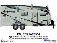 12 Piece 2021 Attitude Pro-Lite Travel Trailer Curbside Graphics Kit  Teal Version - Image 2