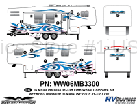 19 piece 2006 Warrior Mainline 31-33' FW Complete Graphics Kit