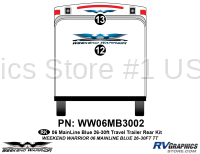 2 piece 2006 Warrior Mainline 26-30' TT Rear Graphics Kit