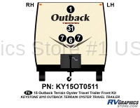 5 Piece 2015 Outback Terrain Travel Trailer Off-White Sidewalls Front Graphics Kit