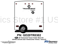 2 Piece 2020 Transcend Travel Trailer Rear Graphics Kit