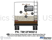 5 Piece 2012 Four Winds Partial Paint Motorhome Rear Graphics Kit