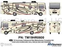 57 Piece 2019 Hurricane Motorhome Complete Graphics Kit-Red Version