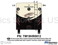 4 Piece 2019 Hurricane Motorhome Partial Paint Rear Graphics Kit-Red Version