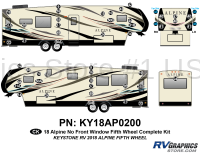 51 Piece 2018 Alpine Fifth Wheel No Front Window Complete Graphics Kit