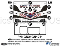 13 Piece 2021 Genesis Supreme Front Graphics Kit Red PATRIOTIC Version