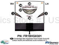 6 Piece 2019 Heritage Glen HyperLite Travel Trailer Front Graphics Kit