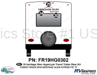 3 Piece 2019 Heritage Glen HyperLite Travel Trailer Rear Graphics Kit