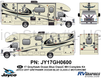 53 Piece 2017 Greyhawk Motorhome Complete Graphics Kit Blue Version