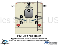 6 Piece 2017 Greyhawk Motorhome Rear Graphics Kit Blue Version
