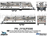 54 Piece 2018 Jay Flight Lg Travel Trailer-No Rear Window Complete Graphics Kit