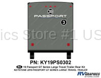 2 Piece 2019 Passport GT Large Travel Trailer Rear Graphics Kit