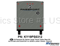 2 Piece 2019 Passport SL Large Travel Trailer Rear Graphics Kit