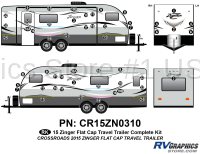 53 Piece 2015 Zinger Flat Cap Travel Trailer Complete Graphics Kit