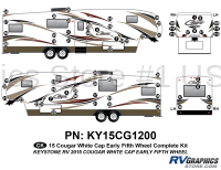 65 Piece 2014 Cougar Early Edition White Cap Fifth Wheel Complete Graphics Kit