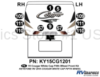 11 Piece 2014 Cougar White Cap Fifth Wheel Front Graphics Kit