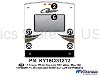 2 Piece 2014 Cougar Late Edition White Cap Fifth Wheel Rear Graphics Kit
