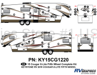 64 Piece 2014 Cougar X-Lite White Cap Fifth Wheel Complete Graphics Kit