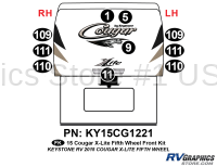 10 Piece 2014 Cougar X-Lite White Cap Fifth Wheel Front Graphics Kit
