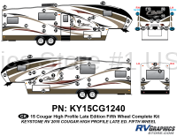 65 Piece 2014 Cougar Hi-Pro Fifth Wheel Later Edition Complete Graphics Kit