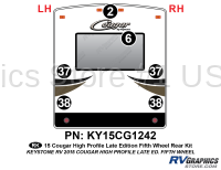 6 Piece 2014 Cougar Hi-Pro Fifth Wheel Later Edition Rear Graphics Kit