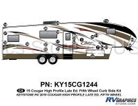 23 Piece 2014 Cougar Hi-Pro Fifth Wheel Later Edition Curbside Graphics Kit