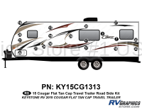 20 Piece 2014 Cougar Tan Flat Cap Travel Trailer Roadside Graphics Kit