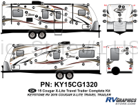 64 Piece 2014 Cougar X-Lite Travel Trailer Complete Graphics Kit