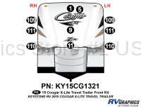 10 Piece 2014 Cougar X-Lite Travel Trailer Front Graphics Kit