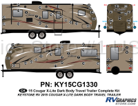 64 Piece 2014 Cougar X-Lite Dark Body Travel Trailer Complete Graphics Kit