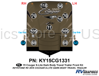 12 Piece 2014 Cougar X-Lite Dark Body Travel Trailer Front Graphics Kit