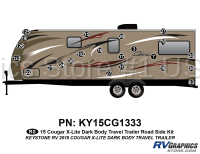 23 Piece 2014 Cougar X-Lite Dark Body Travel Trailer Roadside Graphics Kit