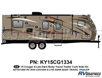 23 Piece 2014 Cougar X-Lite Dark Body Travel Trailer Curbside Graphics Kit