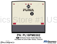 2 Piece 2018 Puma Travel Trailer Rear Graphics Kit