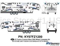 68 Piece 2007 Fuzion Fifth Wheel Complete Graphics Kit-CUSTOM BLUE